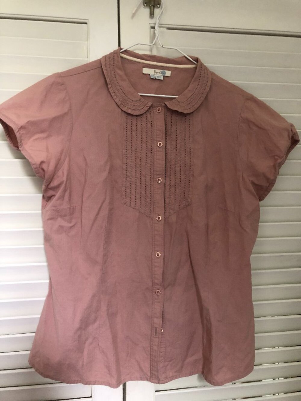 Boden Pink Short Sleeve Button Down Blouse